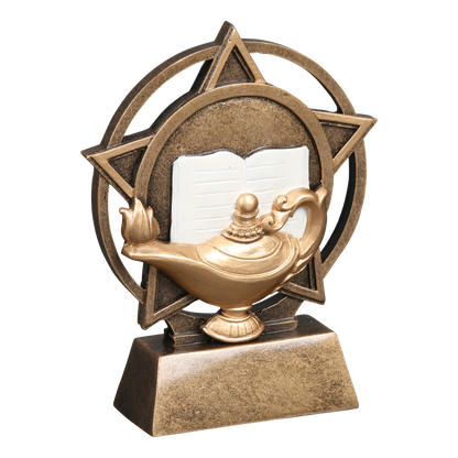 Orbit lamp of knowledge trophy shown from the right