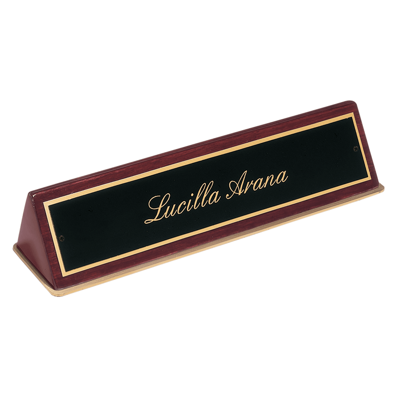 Rosewood Piano Finish Desk Wedge with Black Plate, 9 1/2"