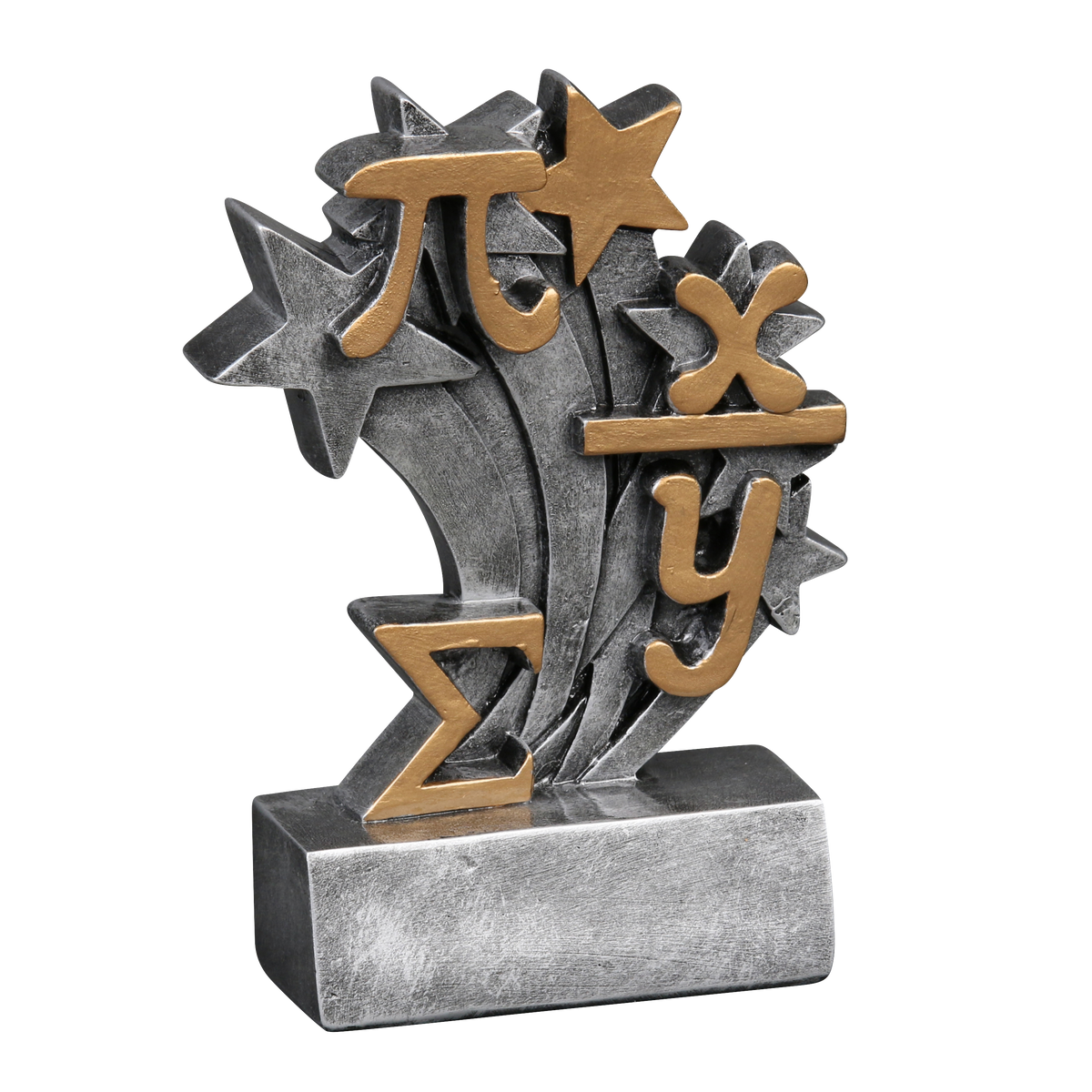 Star Blast math trophy shown from the right