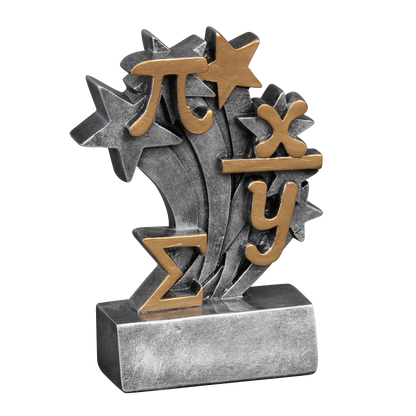 Star Blast math trophy shown from the right