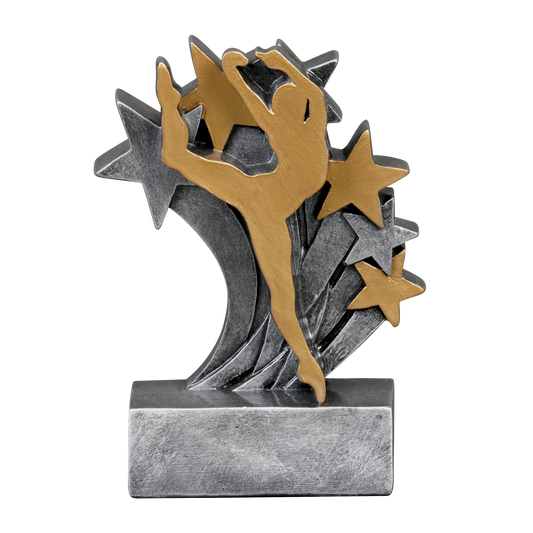 Star Blast dance trophy with a gold dancer leaping from silver and gold stars
