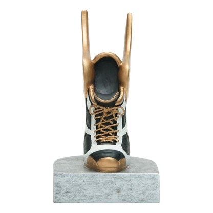 Winged track shoe color trophy shown from the side
