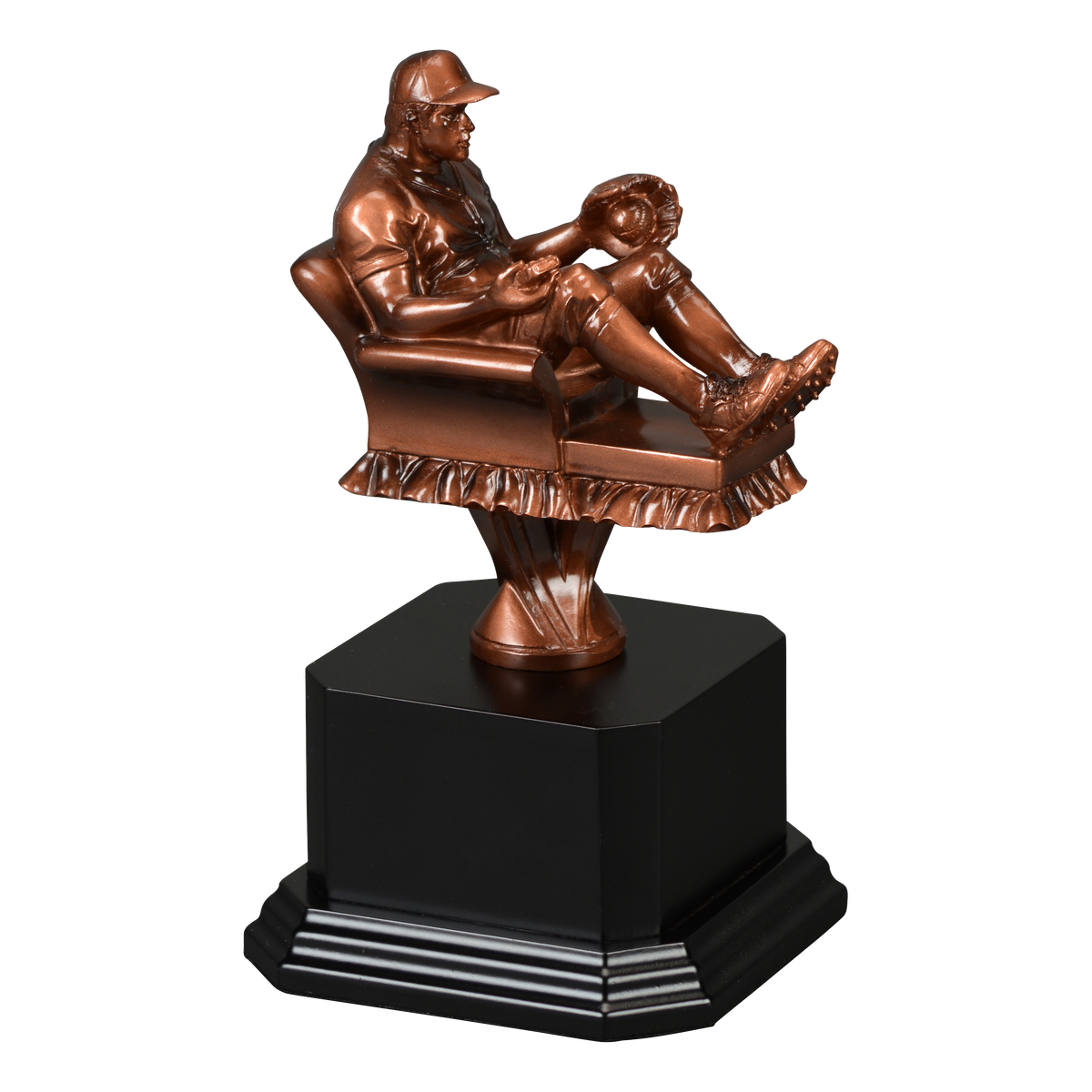 Sculpted fantasy baseball figure mounted on a black satin monument base