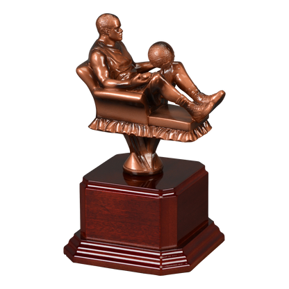The fantasy basketball figure shown on an alternate high-gloss rosewood monument base
