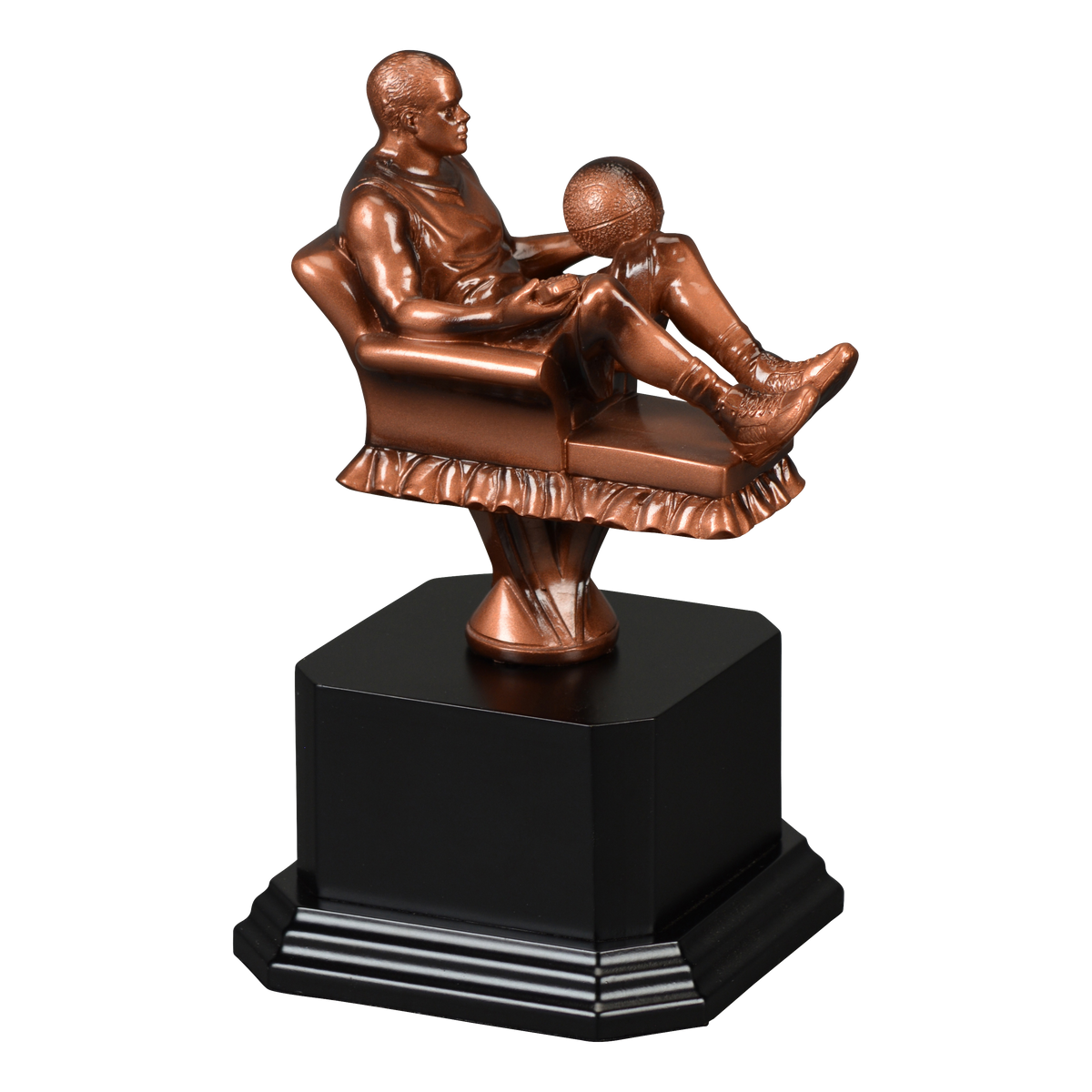 Sculpted fantasy basketball figure mounted on a black satin monument base