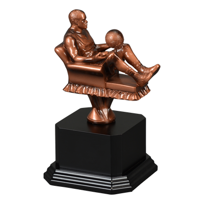 Sculpted fantasy basketball figure mounted on a black satin monument base