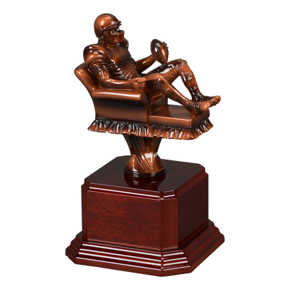 The smaller fantasy football figure shown on an alternate high-gloss rosewood monument base