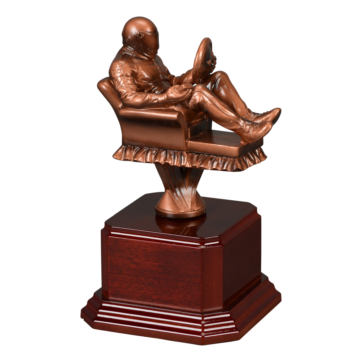 The racing figure shown on an alternate high-gloss rosewood monument base