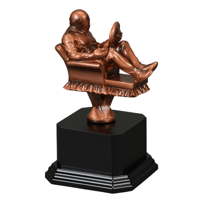 Sculpted racing figure mounted on a black satin monument base