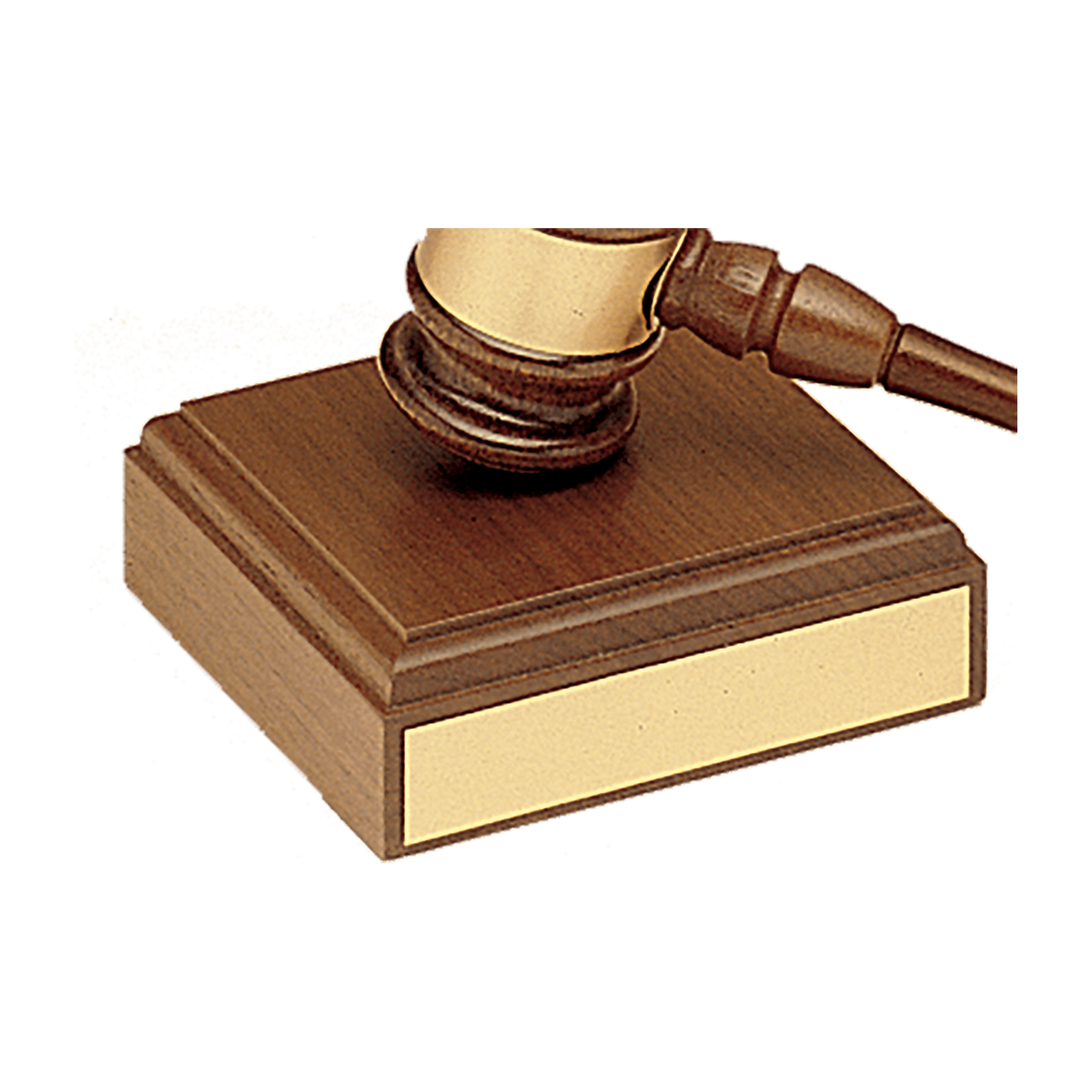 Walnut gavel sounding block, 4.5 by 4.5 inches