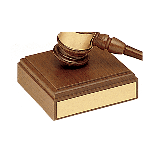 Walnut gavel sounding block, 4.5 by 4.5 inches