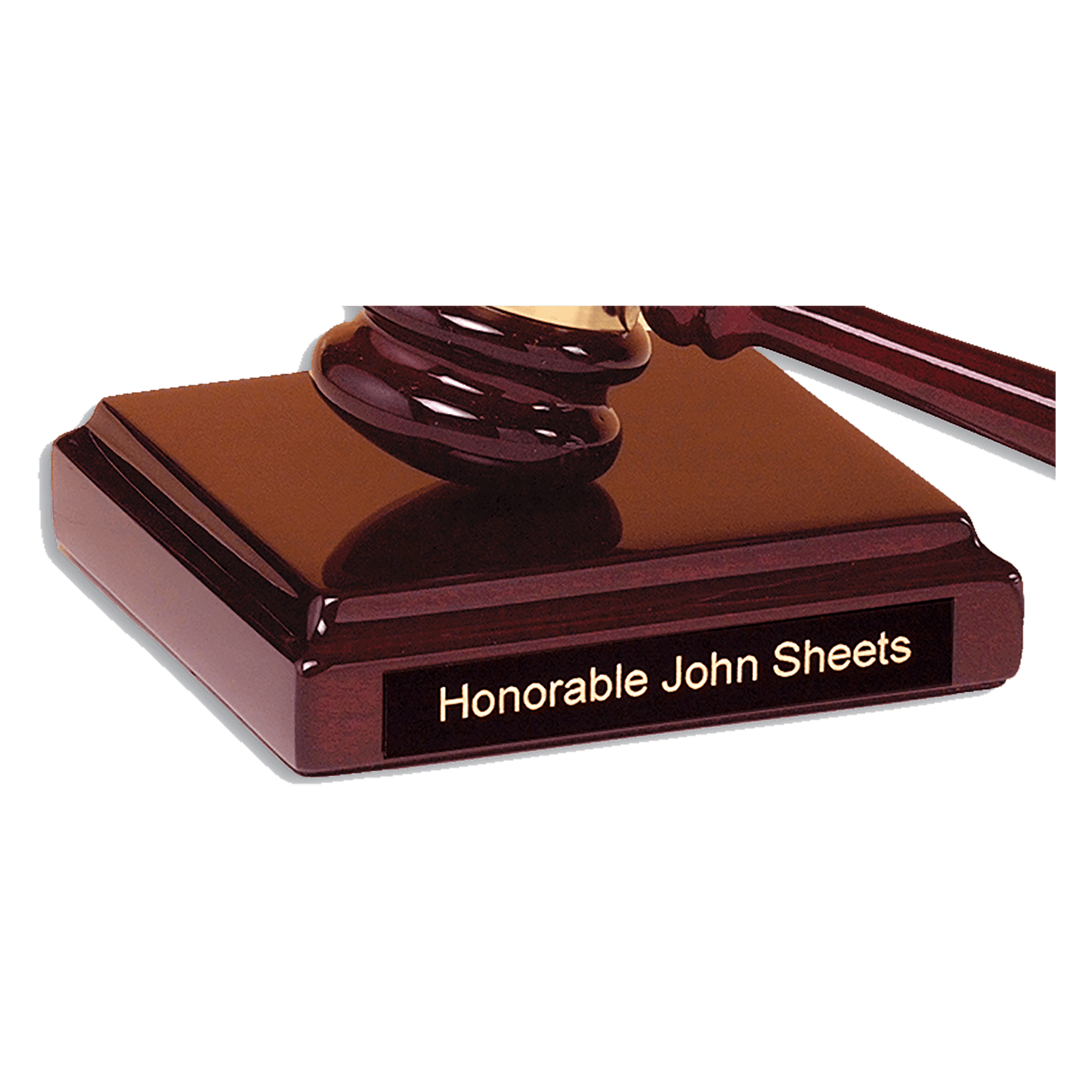 Rosewood piano finish gavel sounding block, 4.5 by 4.5 inches