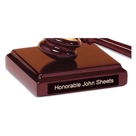 Rosewood piano finish gavel sounding block, 4.5 by 4.5 inches