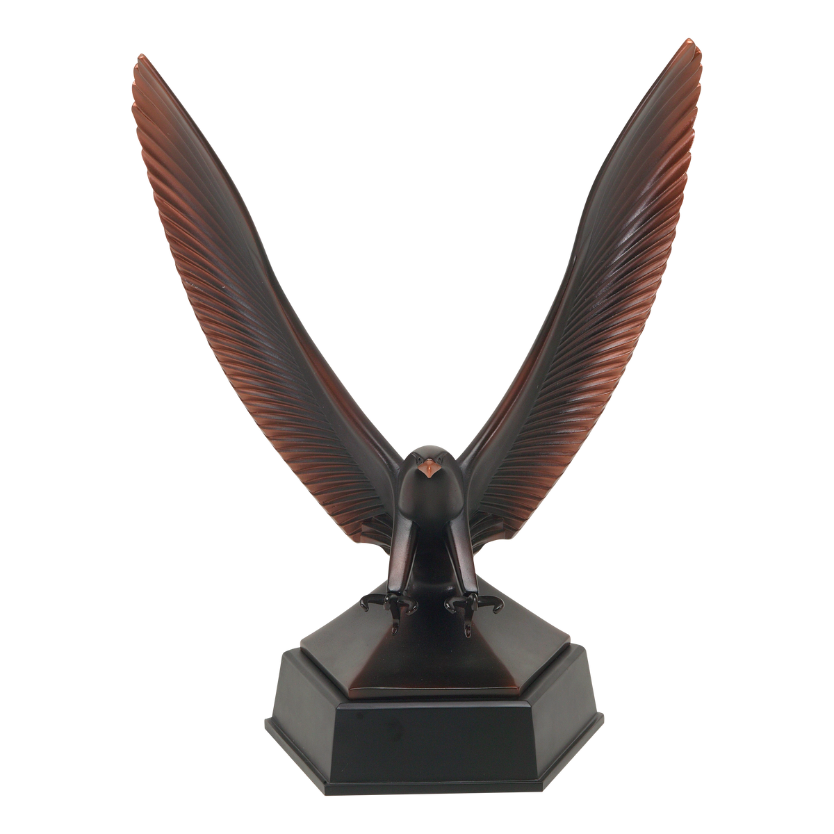 Sixteen inch victory eagle award mounted on a finished base, shown from the front