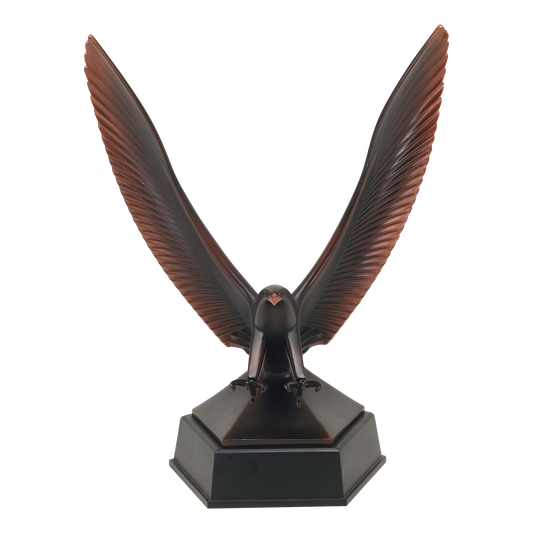 Sixteen inch victory eagle award mounted on a finished base, shown from the front