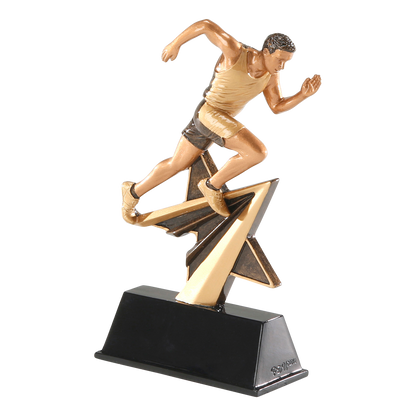 Star Power male track trophy shown from an angle