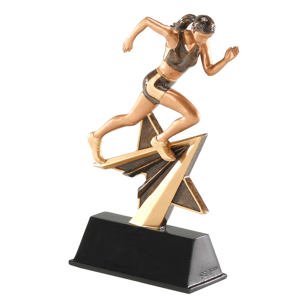 Star Power female track trophy shown from an angle
