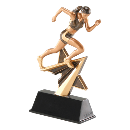 Star Power female track trophy shown from an angle