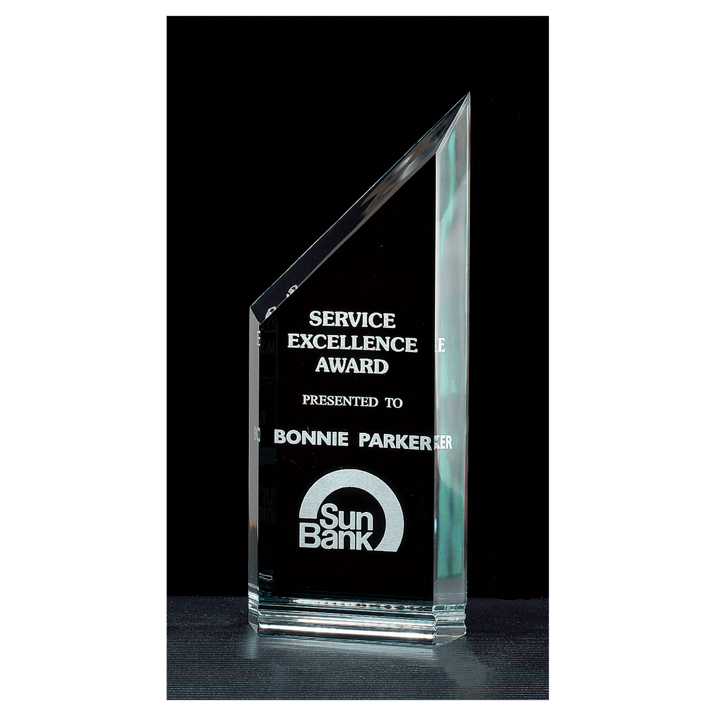 Jade Zenith Series acrylic award, 3¼ x 8 inches, custom engraved
