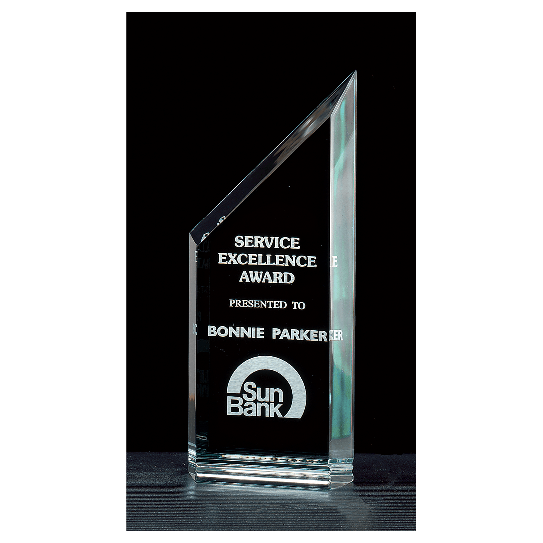 Jade Zenith Series acrylic award, 3¼ x 8 inches, custom engraved