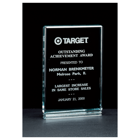 Jade Classic Series acrylic award, 5 x 7½ inches, custom engraved