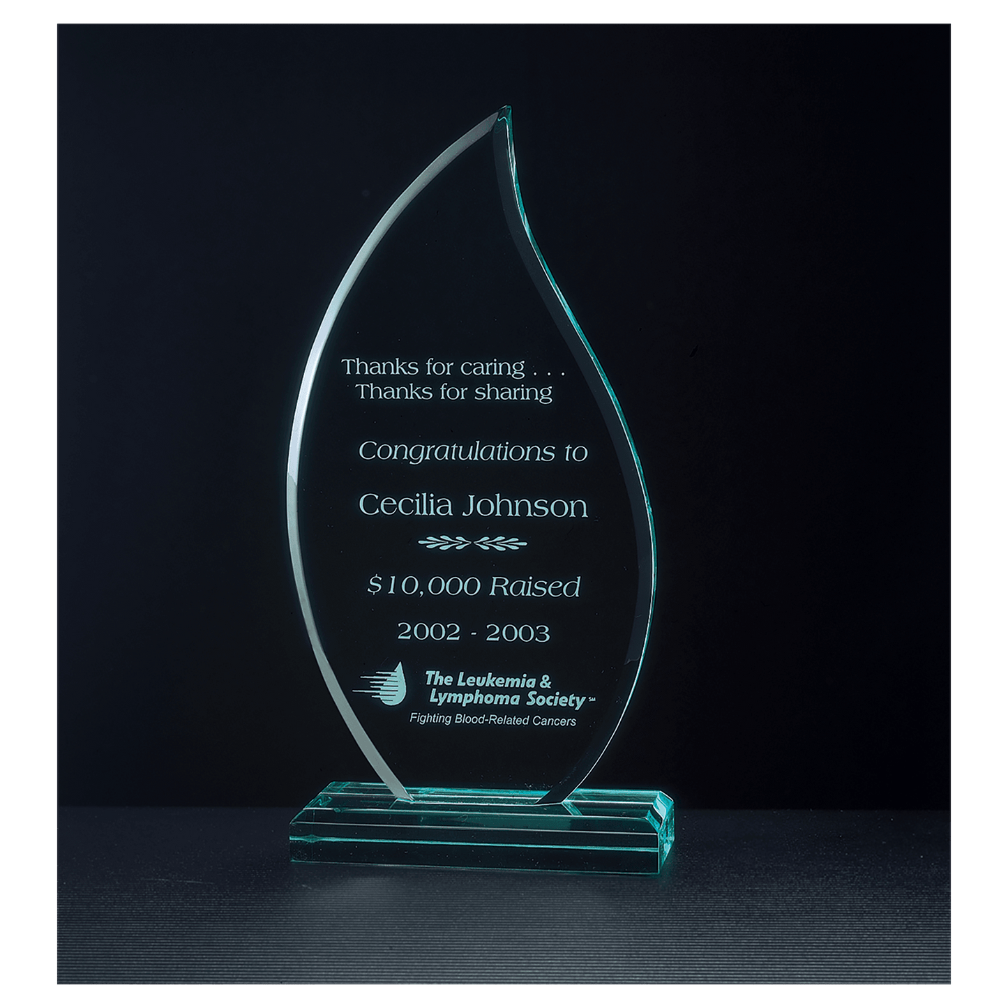 Flame Series Jade Acrylic Award – Slim - 4 ¾" x 9 ¾"