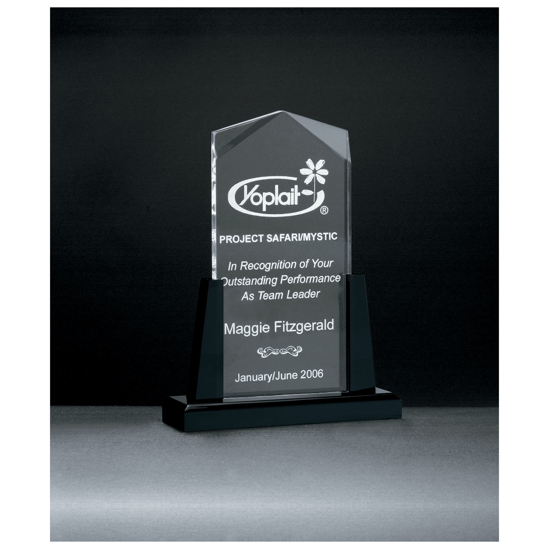 Spire Series Clear Acrylic Award on Black Base - 6 ½" x 8"