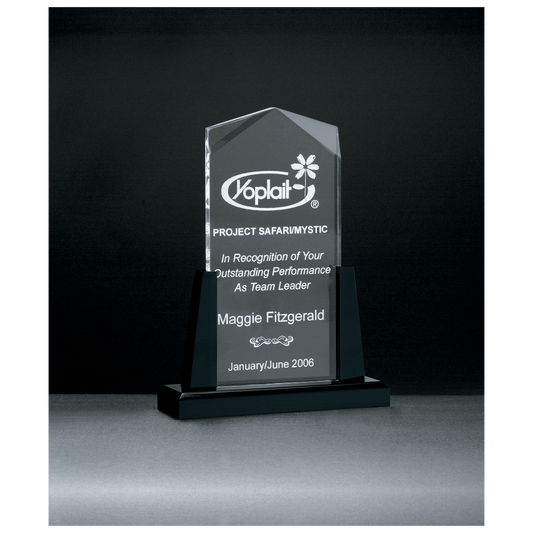 Spire Series Clear Acrylic Award on Black Base - 6 ½" x 8"