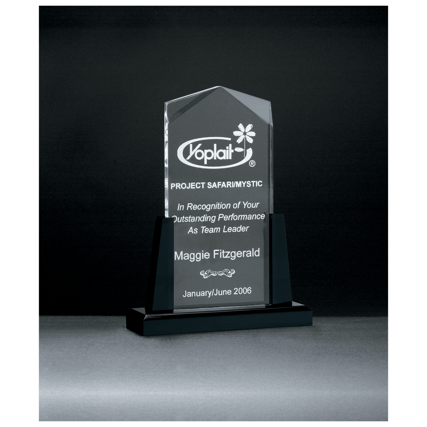 Spire Series Clear Acrylic Award on Black Base - 6 ½" x 10"
