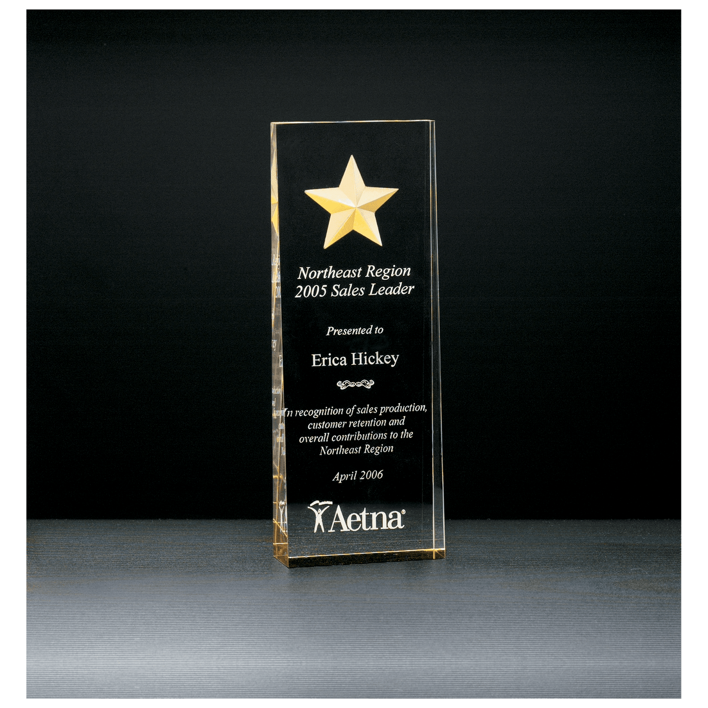 Constellation Series clear acrylic award, 2⅞ x 8 inches, custom engraved