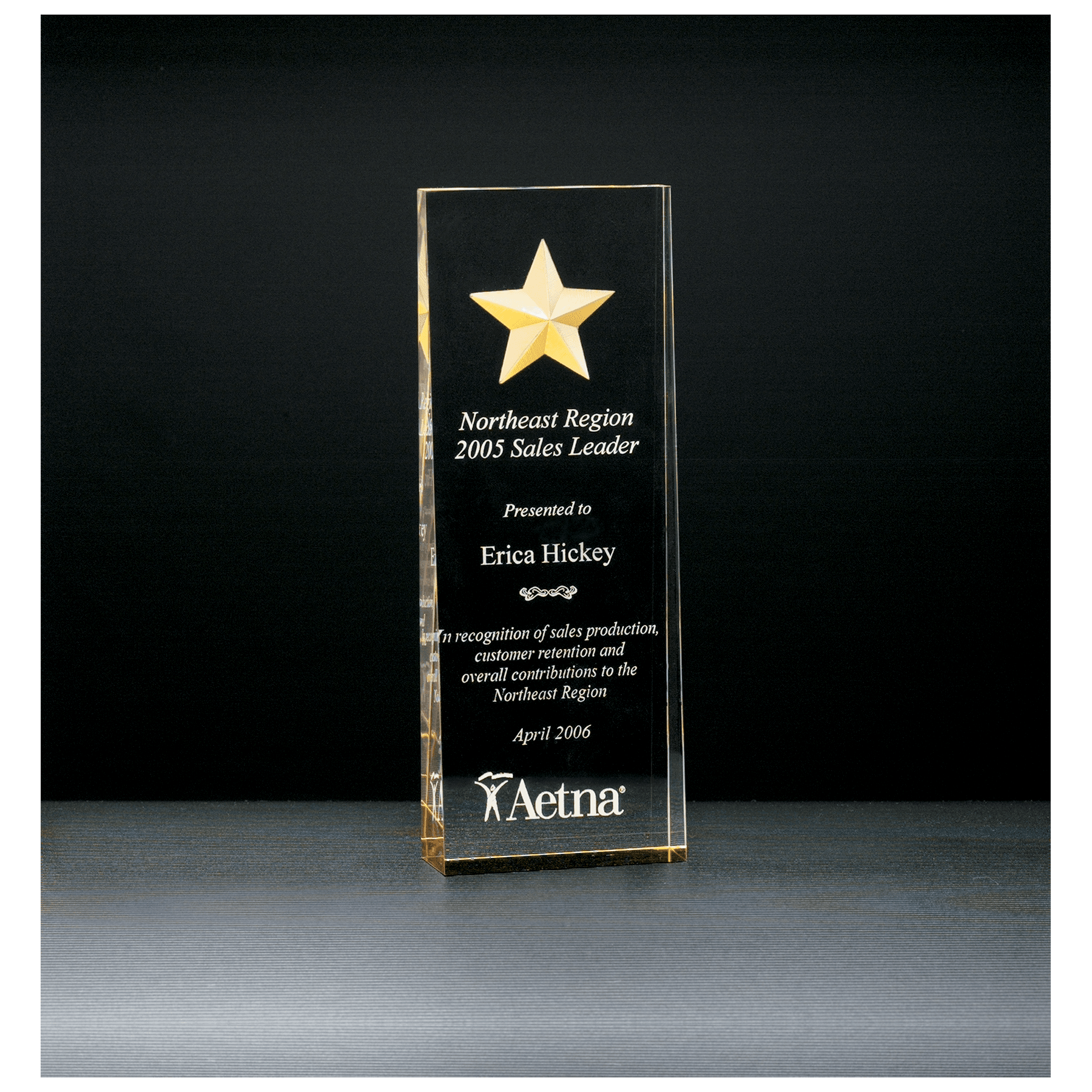 Constellation Series clear acrylic award, 2⅞ x 8 inches, custom engraved