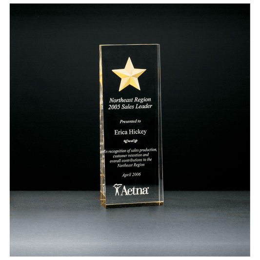Constellation Series clear acrylic award, 2⅞ x 8 inches, custom engraved