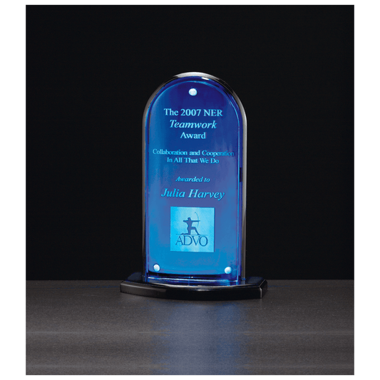 Arch Series Acrylic Award with Blue Mirror Upright