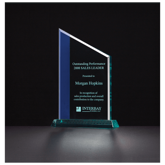 Zenith Series Jade Acrylic Award with Blue Highlights - 5 ½" x 8"