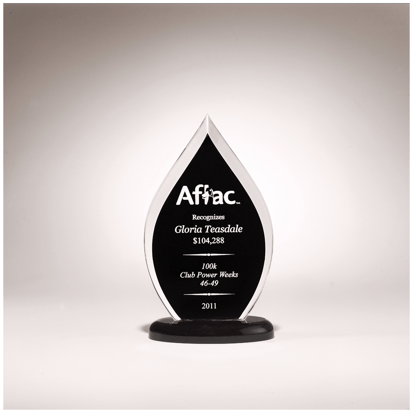 Flame Series Silk-Screened Clear Acrylic Award - 5¾" x 10" - Black