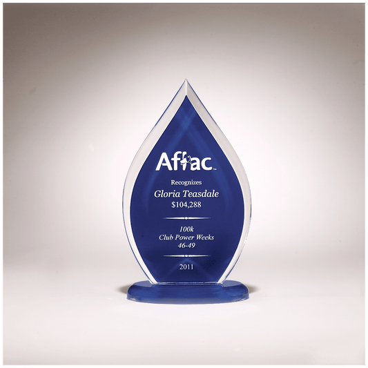 Flame Series Silk-Screened Clear Acrylic Award - 4½" x 7¾" - Blue