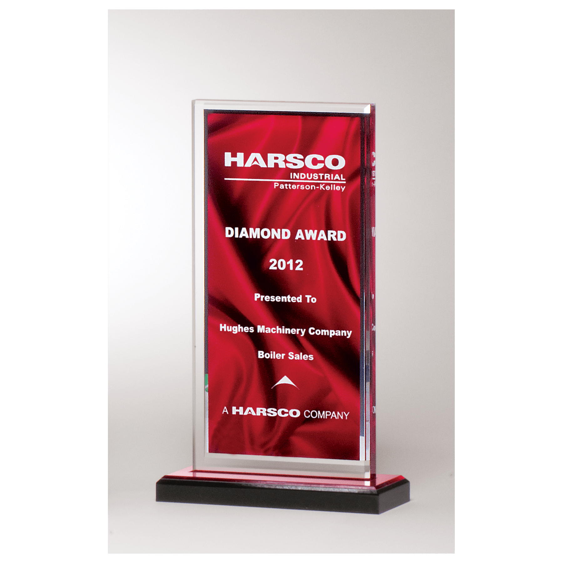 Deep Red Draped Satin Acrylic Award - 5 x 6 ½"