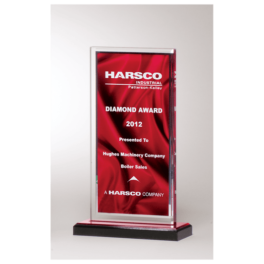 Deep Red Draped Satin Acrylic Award - 5 x 6 ½"
