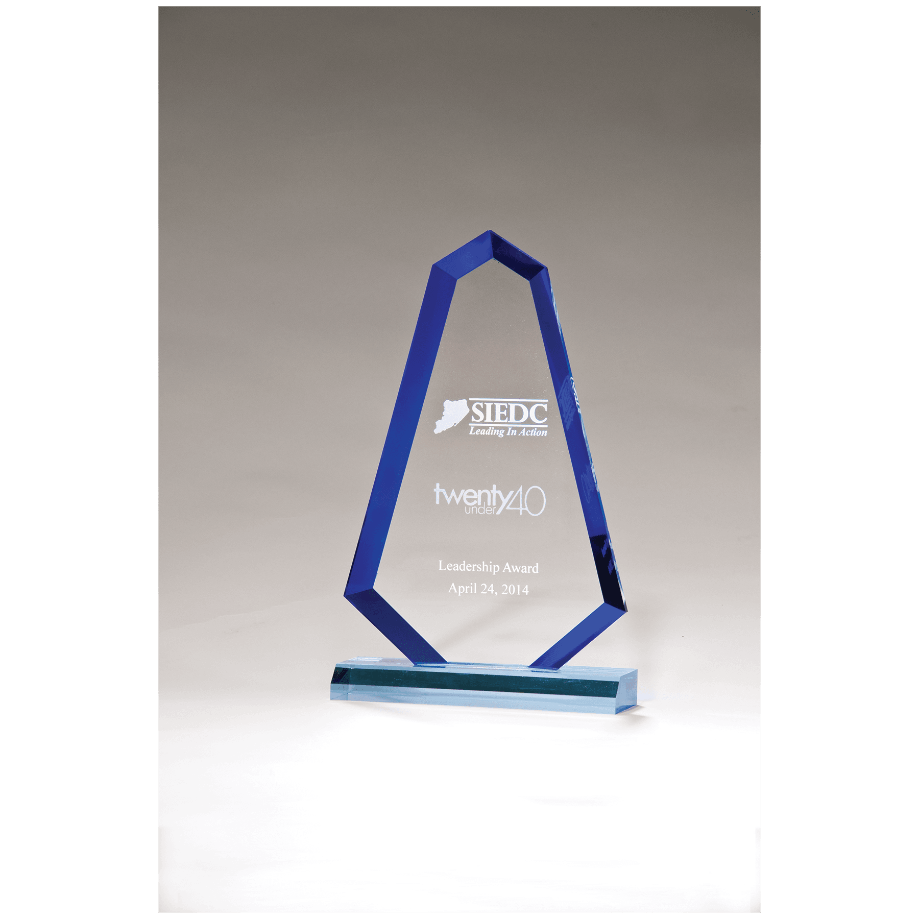Flame Series Clear Acrylic Award with Blue Accented Bevel - 6" x 8 ⅞"