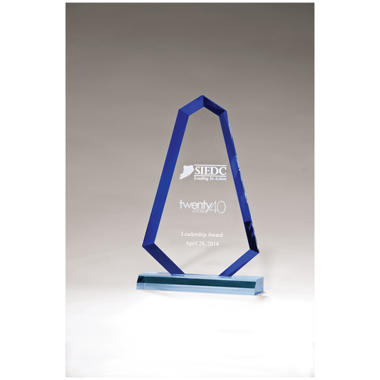 Flame Series Clear Acrylic Award with Blue Accented Bevel - 6" x 8 ⅞"