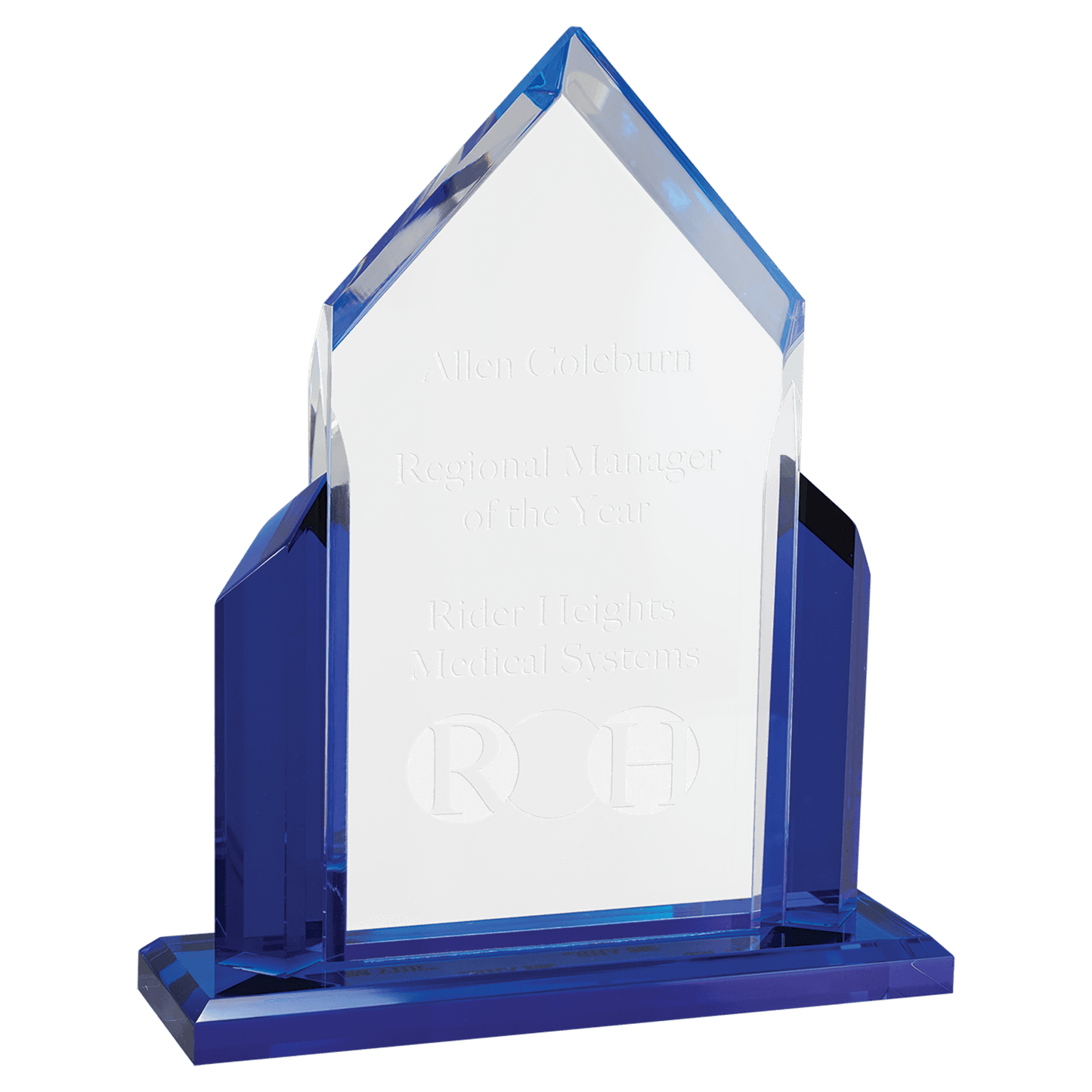 Peak Series Acrylic Award with Blue Accents - 6 ½" x 8"