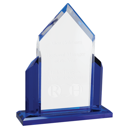 Peak Series Acrylic Award with Blue Accents - 6 ½" x 8"