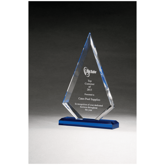 Arrow Series Clear Acrylic Award with Blue Highlights - 5 ½" x 7 ¾"