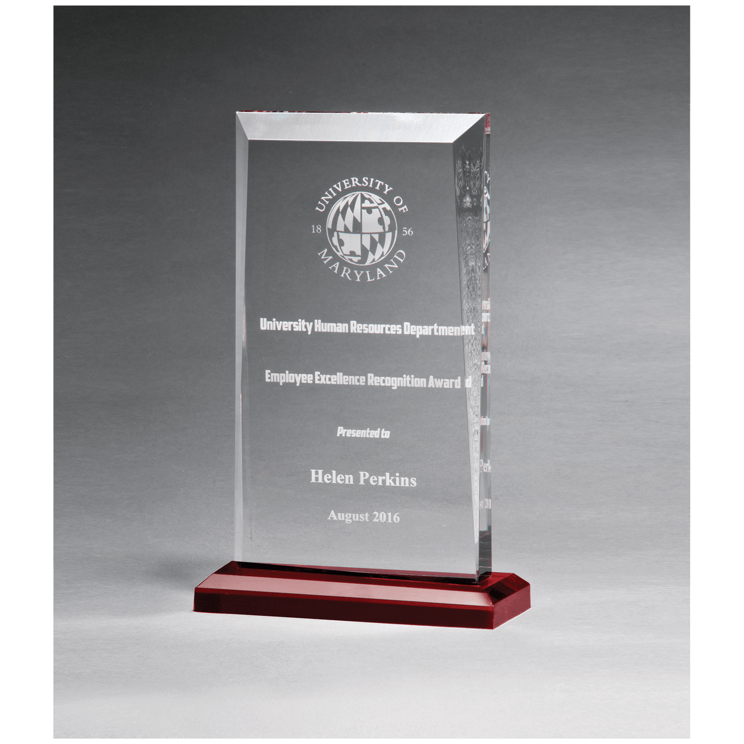 Apex Series Clear Acrylic Award - 6" x 9¾" - Red