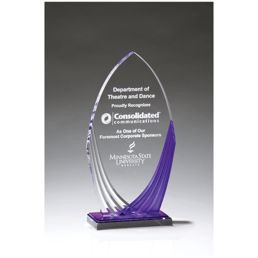 Tidal Series Acrylic Award with Printed Accent - 4¼" x 8¼" - Violet