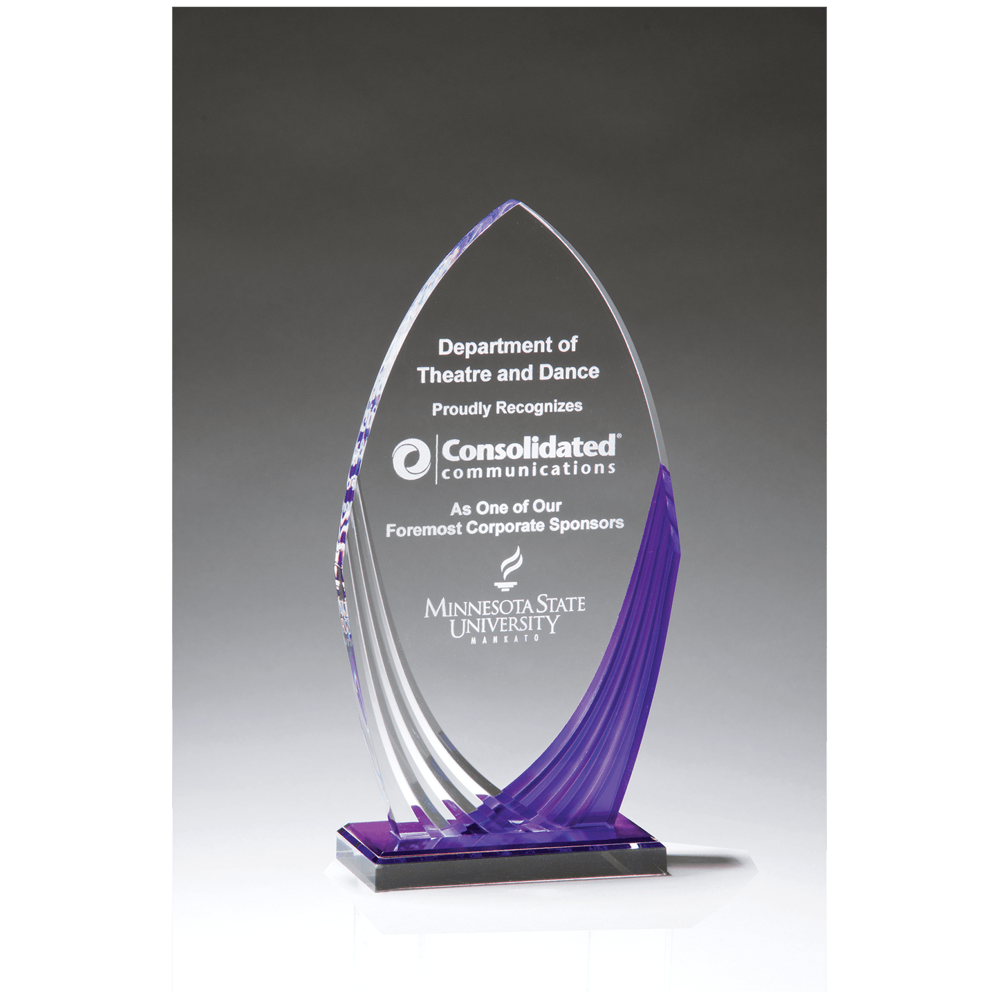Tidal Series Acrylic Award with Printed Accent - 4¾" x 9" - Violet