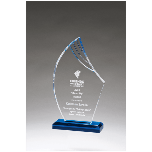 Flame Series Clear Acrylic Award with Blue Accents - 4¼" × 7¾"