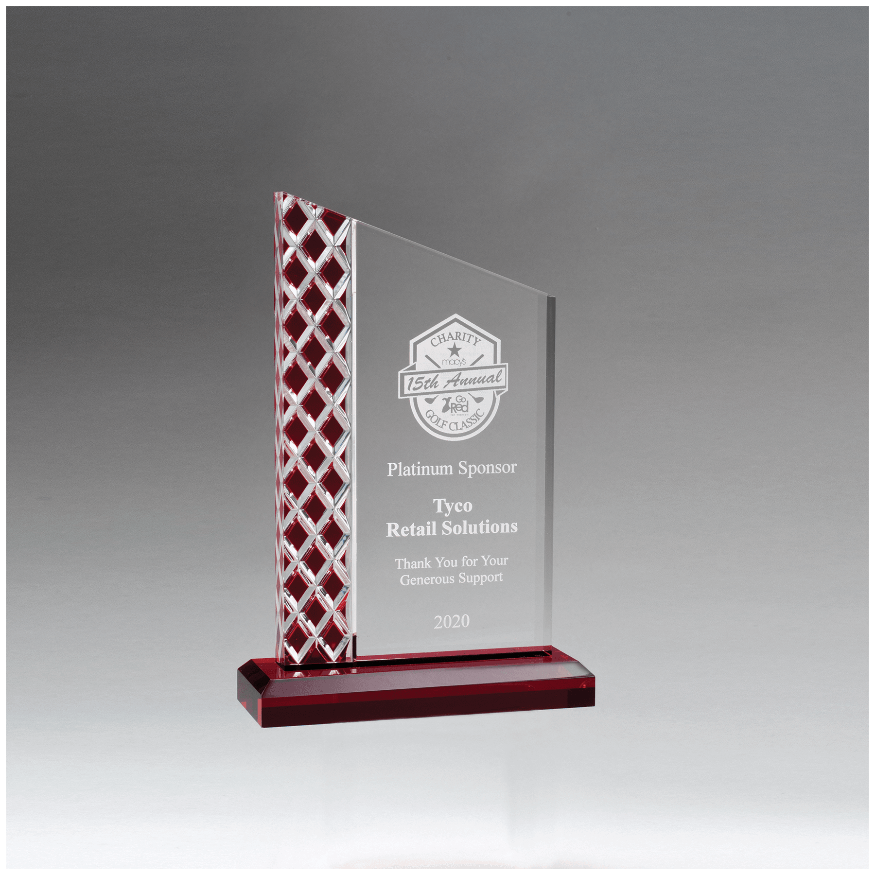 Zenith Series Clear Acrylic Award with Lattice Pattern - 5 ½" x 7 ¼"
