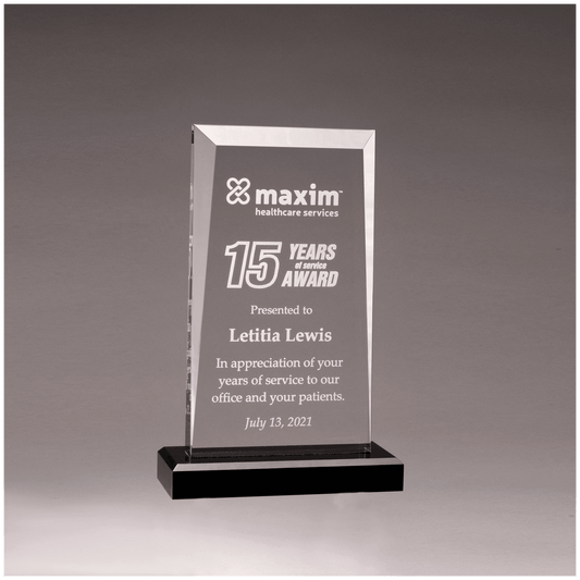 Apex Series Clear Acrylic Award - 5" x 7¾" - Black