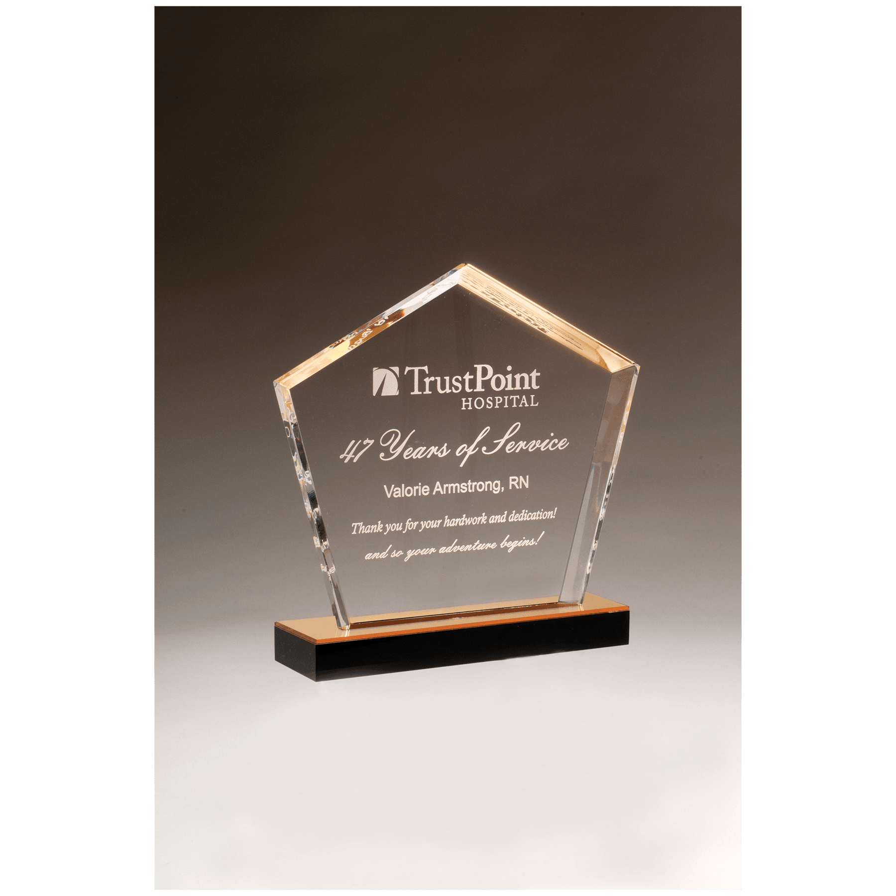 Diamond Series Clear Acrylic Award with Gold Accent - 6" x 7"